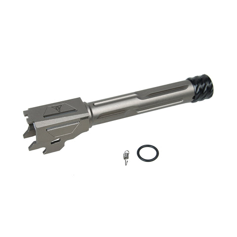 【RGW】SIG SAUER M18 GBB KI THREADED BARREL - Grey(14MM CCW, ALUMINUM) SIG AIR GBB P320 M17専用 KI VELOCITYタイプ スレッドアウターバレル 14mm逆ネジ グレー（RGW-BR-004-GY）