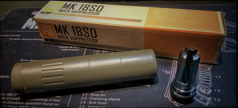 【PTS】MK18SD Mock Suppressor - non-US version - DE　MK18SD MOCK サプレッサー 14mm逆ネジ デザートカラー（PT159490313）