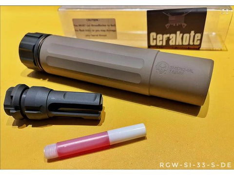 【RGW】Sandman-MIL Style Dummy Silencer ( S-DE 14mm CCW ) Sandman-S QDサプレッサー＆ハイダーセット 14mm逆ネジ DE（RGW-SI-33-S-DE）